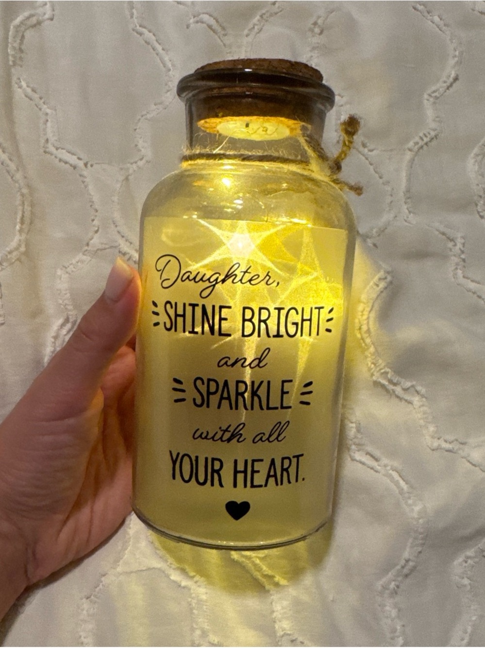 Inspirational 'Shine Bright' Lighted Glass Jar